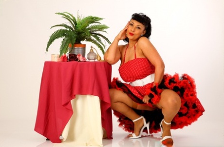 Даника Коллинз девушка в ретро-стиле в коричневых чулках 8